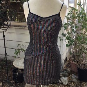 X NBD multi color sequin mini dress with cutouts S